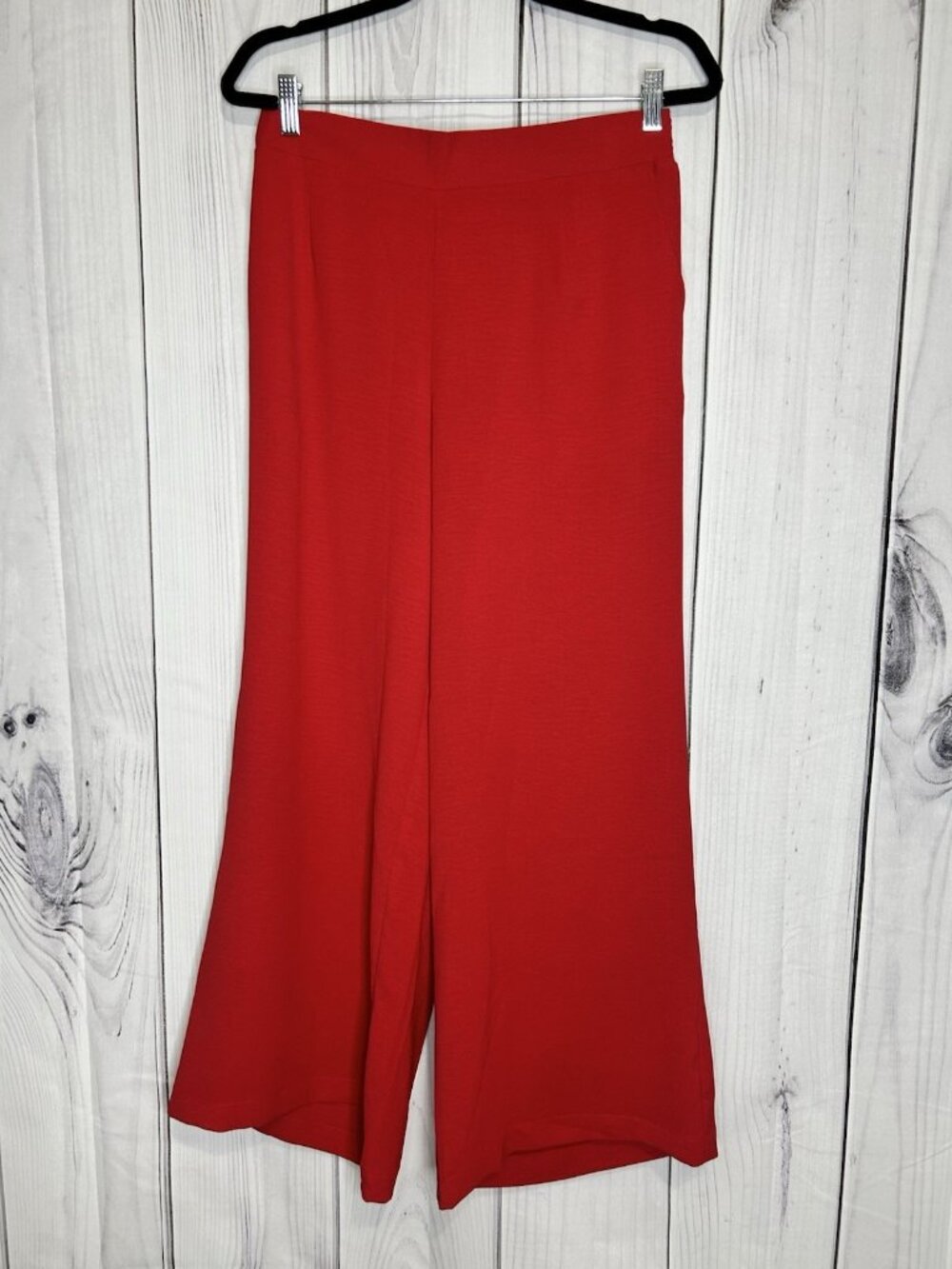 Jodifl Red Pants Sz Large (32x27) Wide Leg Elastic Waist Pockets